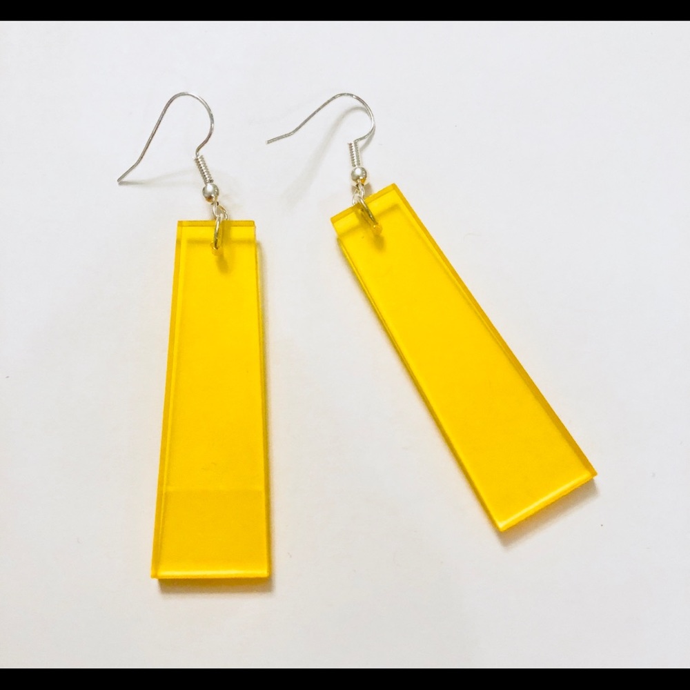 Transparent Yellow Plexiglass Earrings - Picture 2 of 3